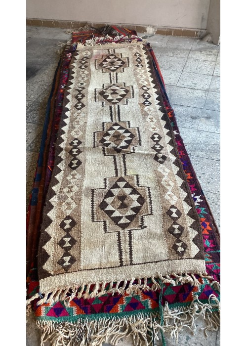 El Dokuması Kök Boyalı Yolluk Kilim | Otantik Anadolu Motifli | 300 cm