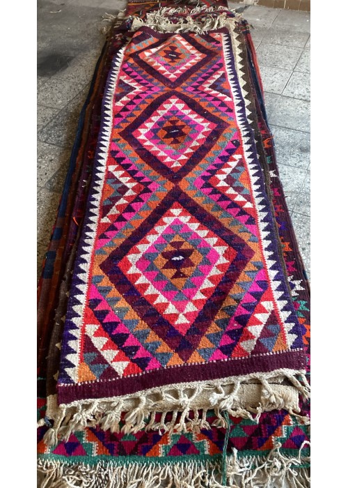 El Dokuması Kök Boyalı Yolluk Kilim | Otantik Anadolu Motifli | 300 cm