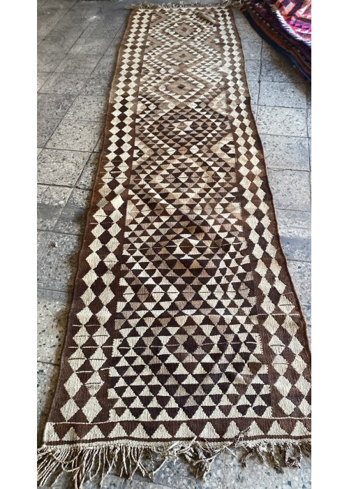 El Dokuması Kök Boyalı Yolluk Kilim | Otantik Anadolu Motifli | 300 cm
