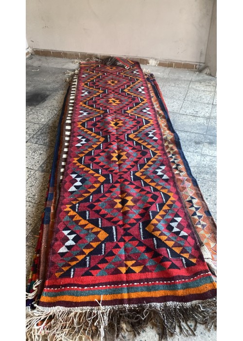 El Dokuması Kök Boyalı Yolluk Kilim | Otantik Anadolu Motifli | 300 cm